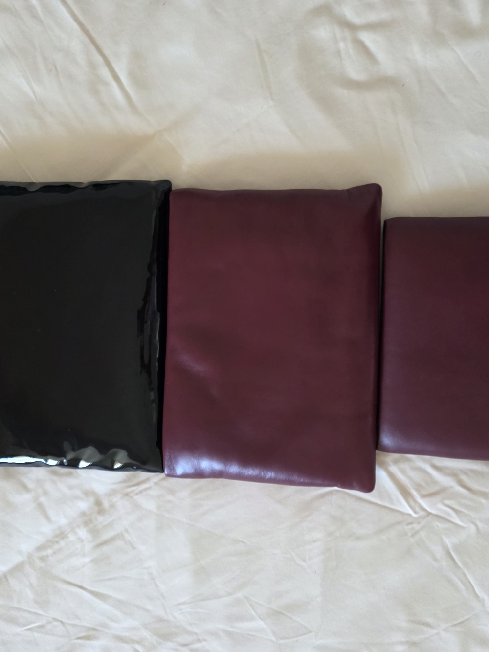 Yves Saint Laurent Leather Puffy Pouches In Liquid Black And Calypso - Picture 6 of 10
